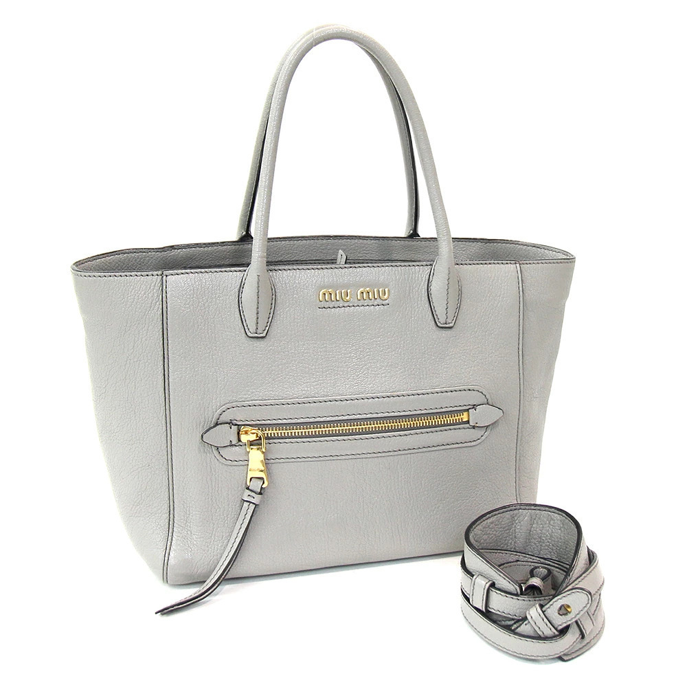 Miu MIu Handbag Madras Gray Leather Shoulder Crossbody Bag
